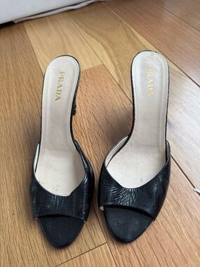 black Prada mules